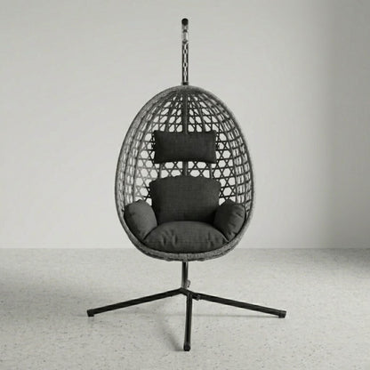 Fauteuil Suspendu Jardin - Chaise Oeuf en Rotin et Acier Galvanisé