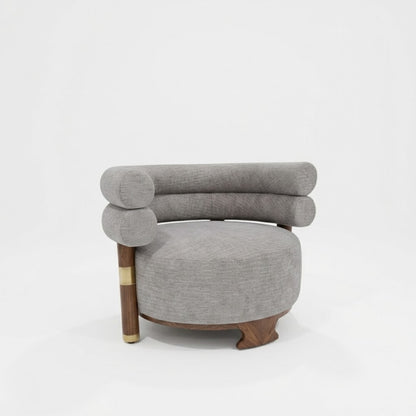 Fauteuil Lounge Bouclé Courbe & Laiton | Design Arrondi Premium