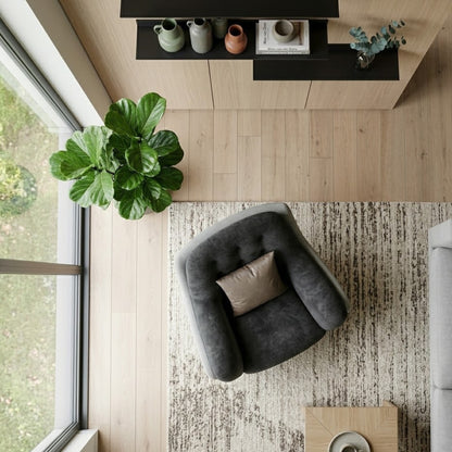 Fauteuil Club en Acier Inoxydable & Bois