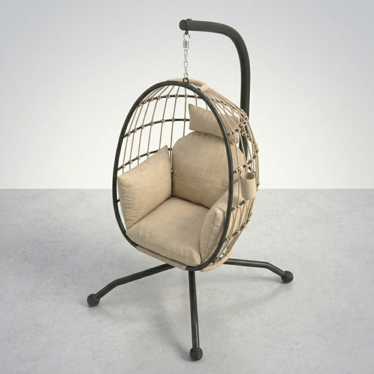 Fauteuil Oeuf suspendu confort premium | Porte-gobelet intégré