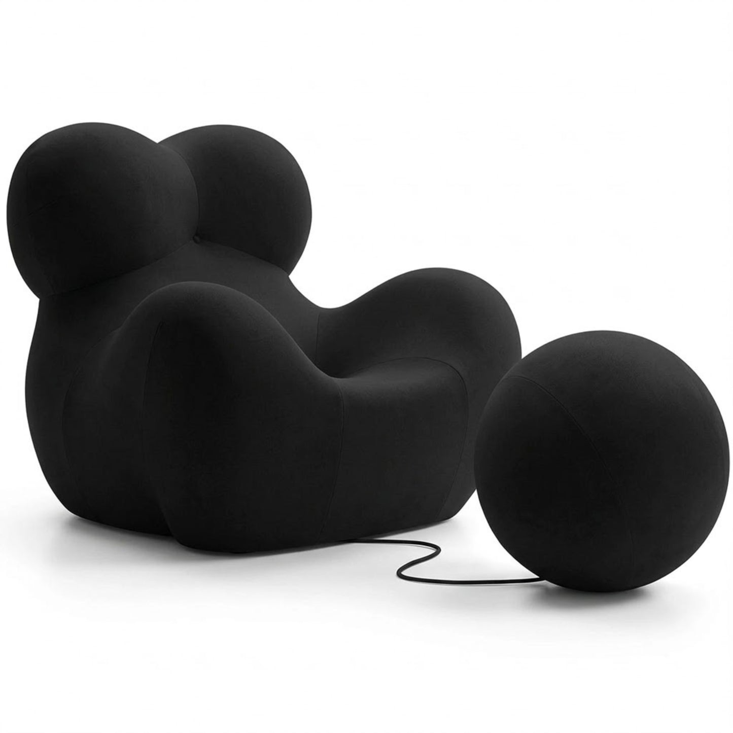 Fauteuil Design Organique avec Pouf — Pièce de Designer Premium