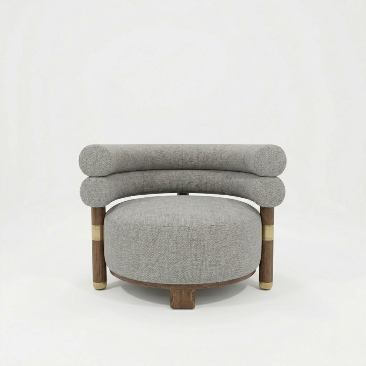 Fauteuil Lounge Bouclé Courbe & Laiton | Design Arrondi Premium