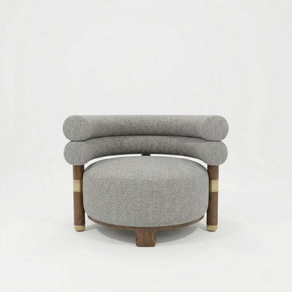 Fauteuil Lounge Bouclé Courbe & Laiton | Design Arrondi Premium