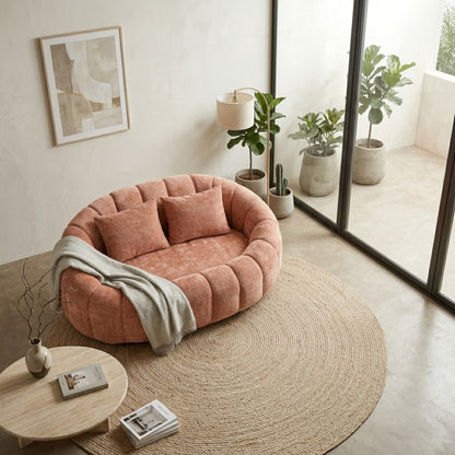 Canapé Pouf de Sol 2 Places en Tissu Chenille – Design Lounge