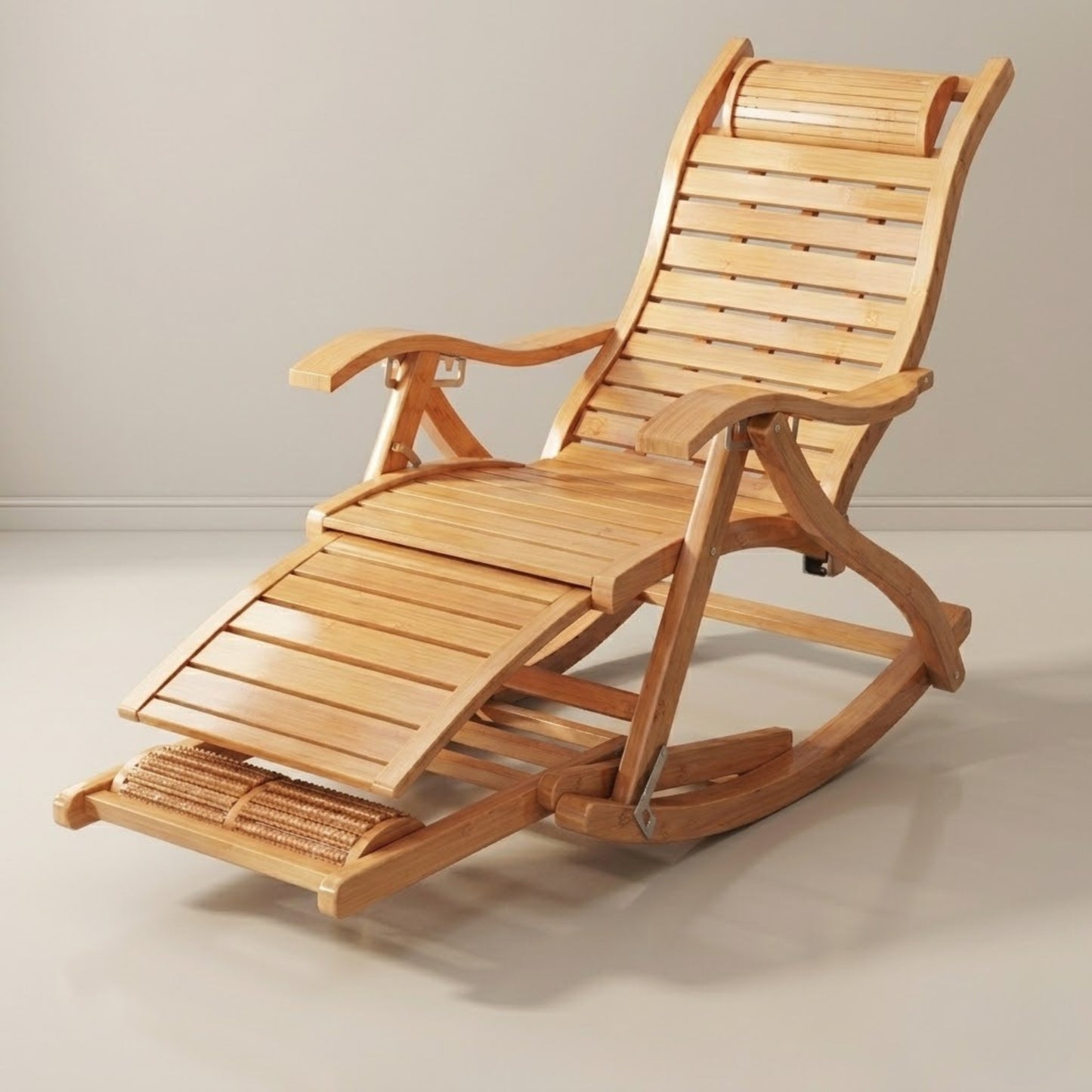 Chaise à Bascule pliante en Bambou Naturel | Chaise de jardin inclinable