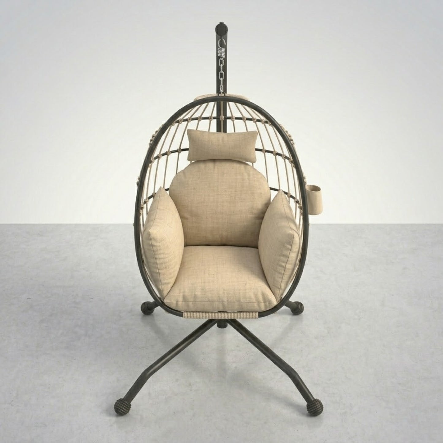 Fauteuil Oeuf suspendu confort premium | Porte-gobelet intégré