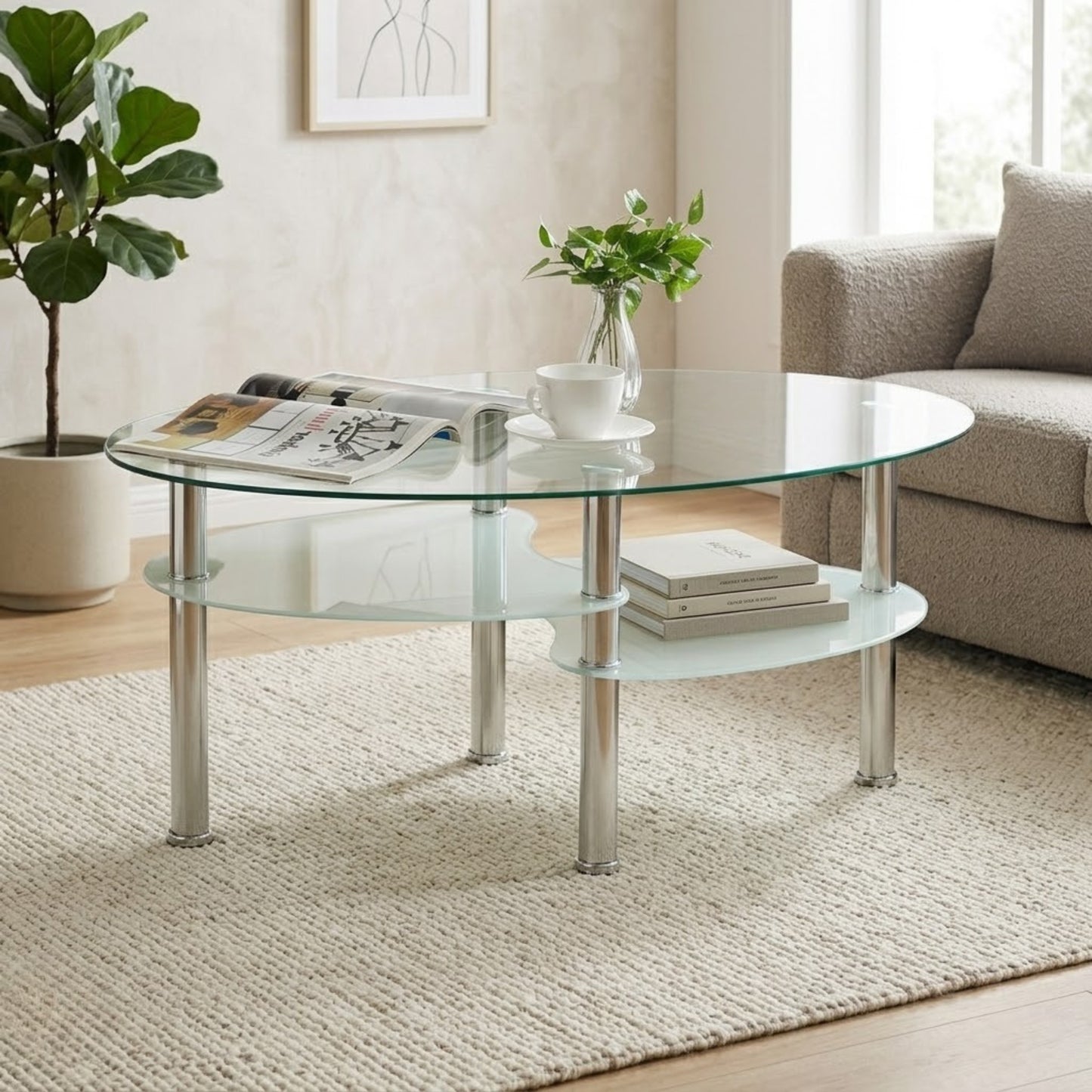Table Basse Ovale en Verre | Table basse design en Verre