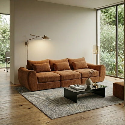 Canapé Modulable 3 Places en Tissu Chenille – Design Minimaliste & Modulable