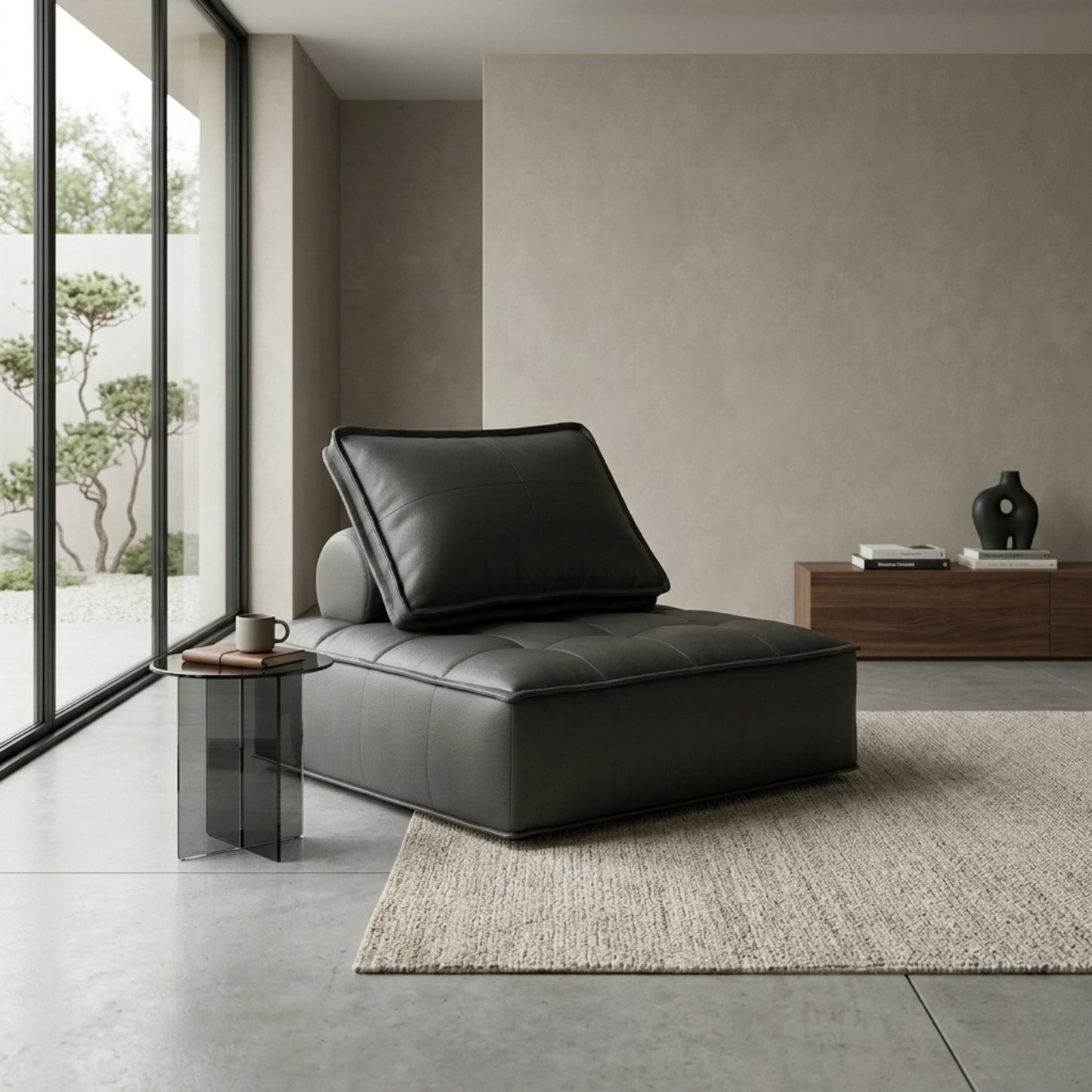 Fauteuil Paresseux Lounge en Cuir | Assise Basse