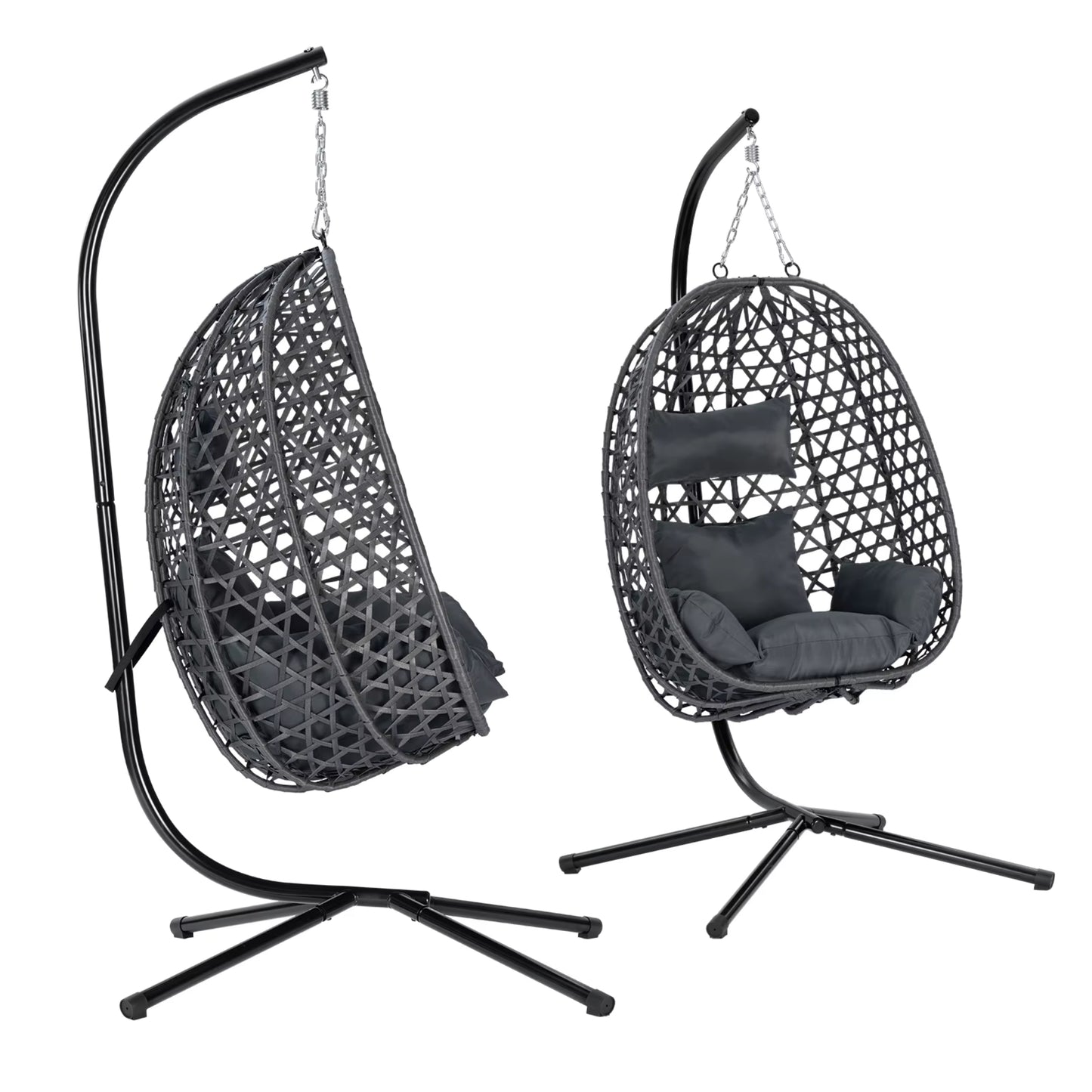 Fauteuil Suspendu Jardin - Chaise Oeuf en Rotin et Acier Galvanisé