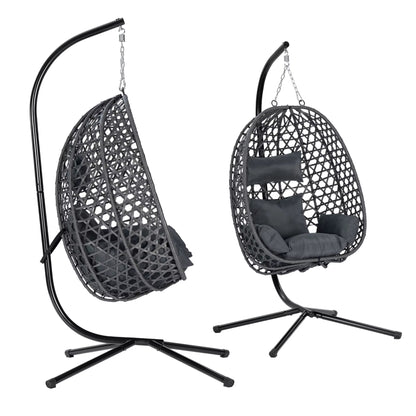 Fauteuil Suspendu Jardin - Chaise Oeuf en Rotin et Acier Galvanisé