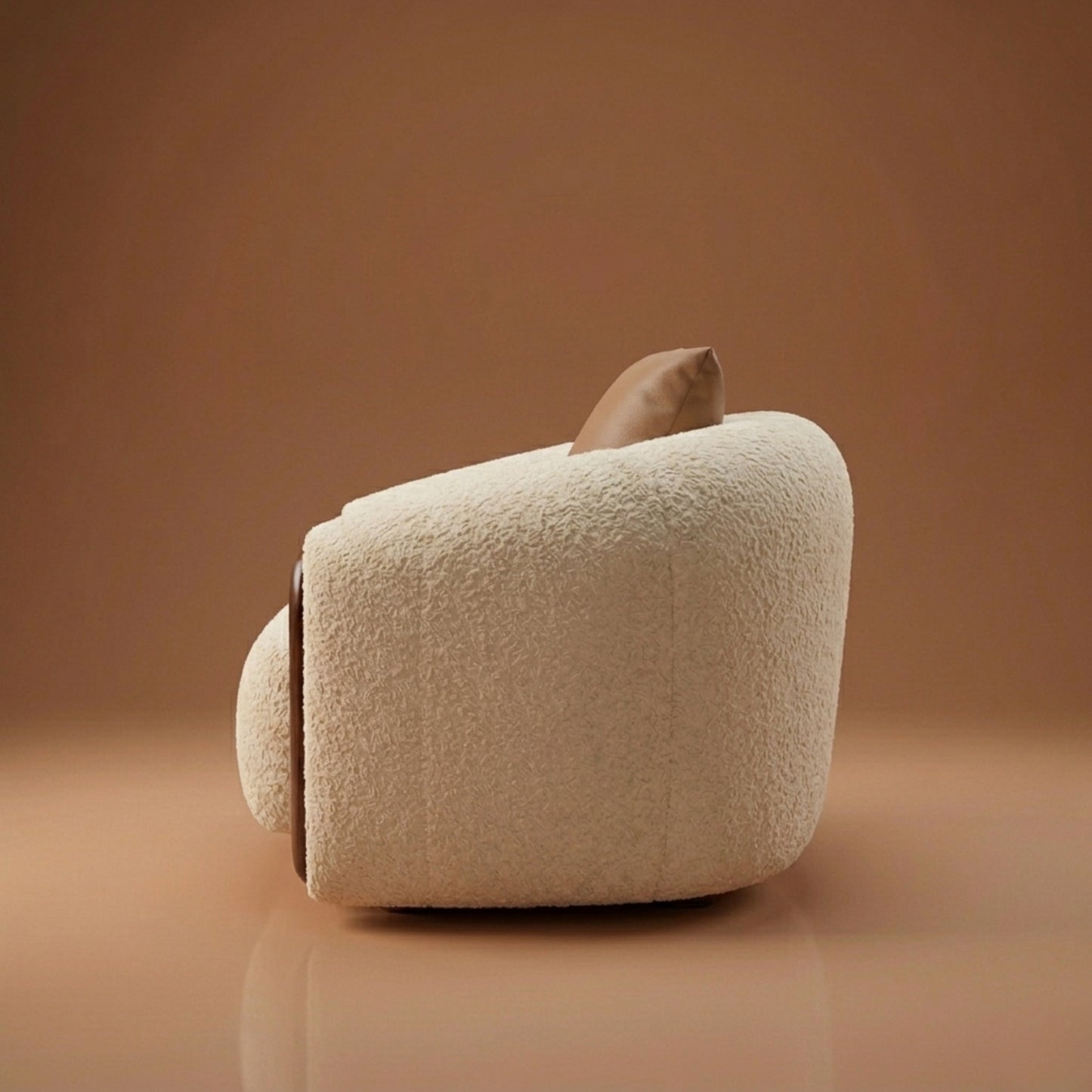 Fauteuil Accent Bouclé & Bois Massif | Fauteuil Lounge Design Contemporain