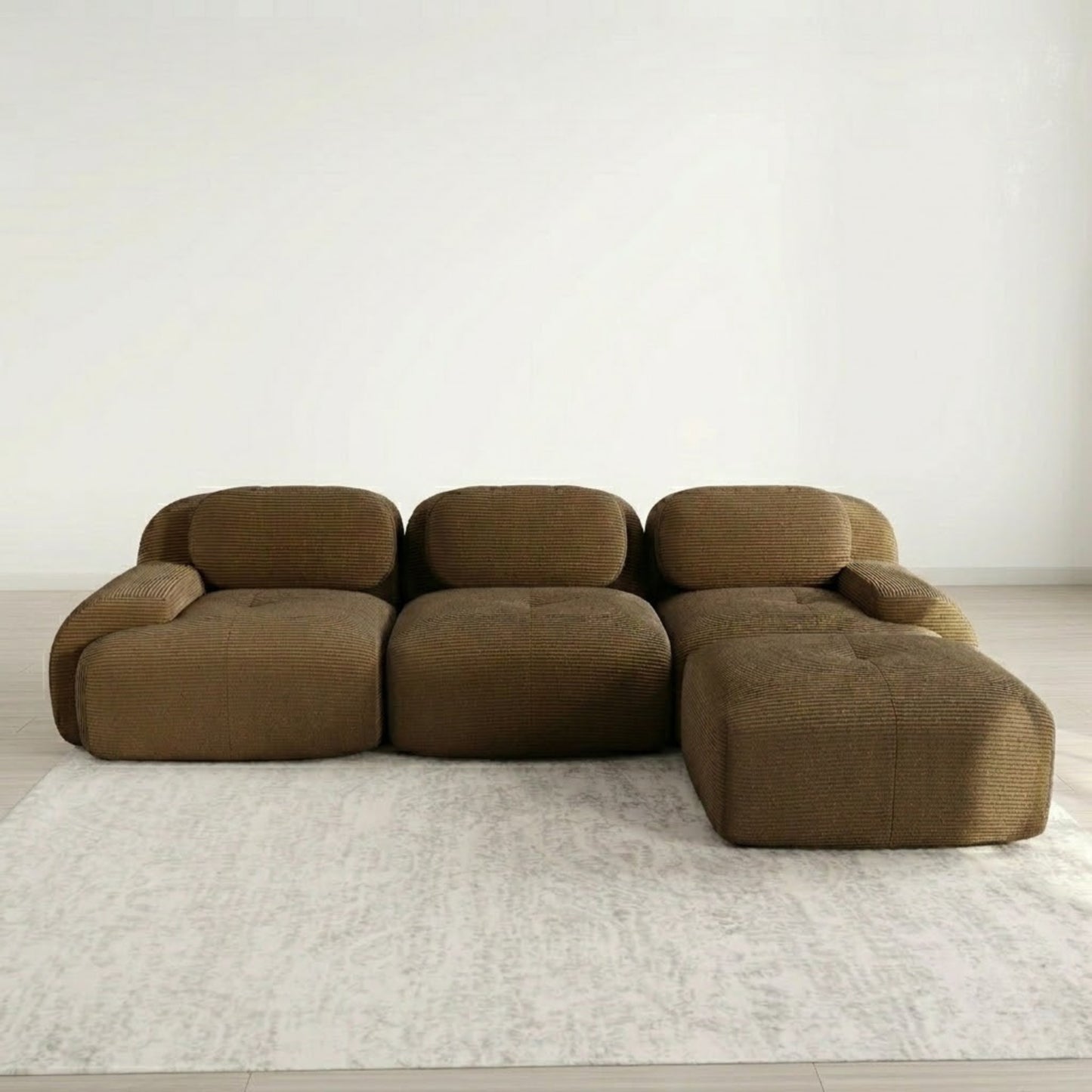 Canapé d'Angle Modulable en Velours Côtelé - Design Contemporain