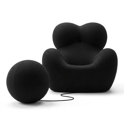 Fauteuil Design Organique avec Pouf — Pièce de Designer Premium