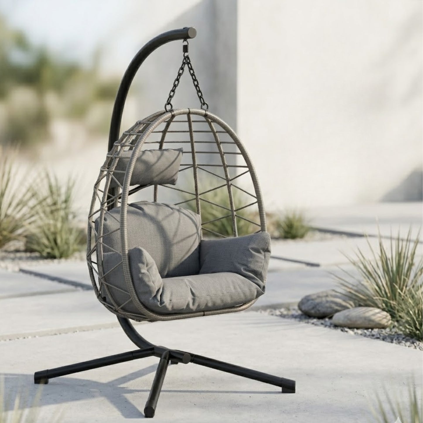 Fauteuil suspendu oeuf avec Support et Housse de Protection - Fauteuil de jardin