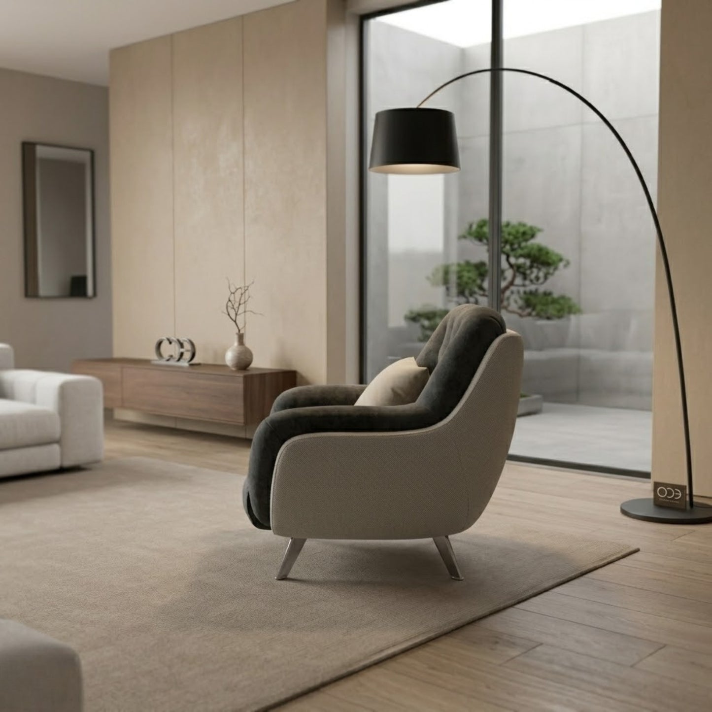 Fauteuil Club en Acier Inoxydable & Bois
