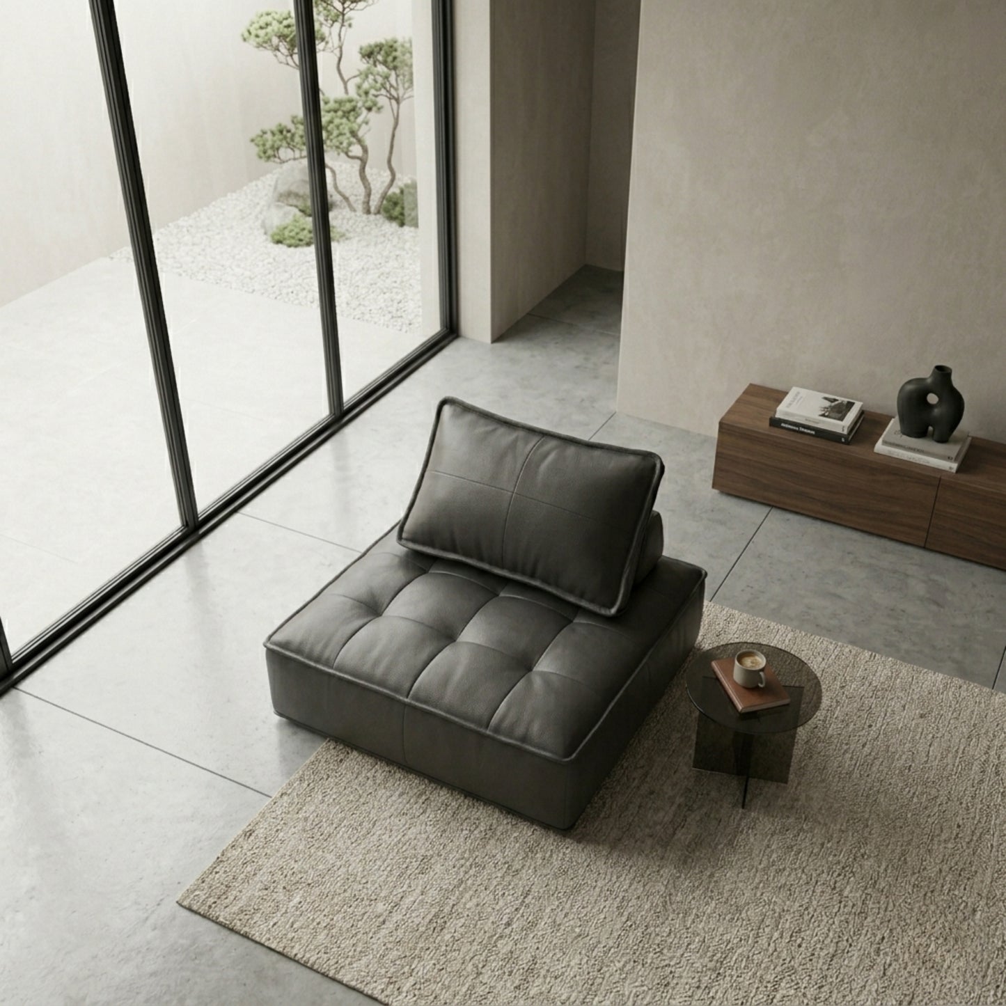 Fauteuil Paresseux Lounge en Cuir | Assise Basse