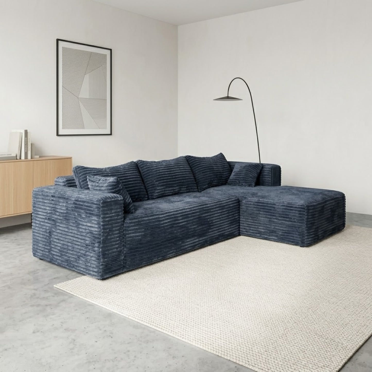 Canapé d'Angle 3 Places en Velours Bleu – Modulable et Design