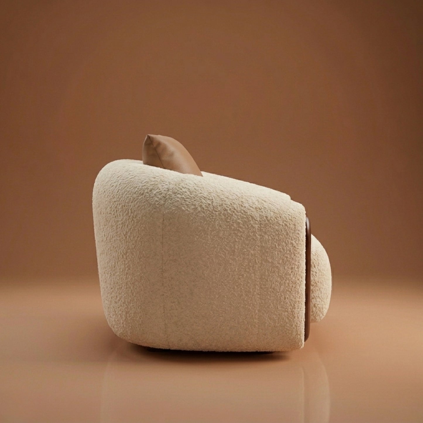 Fauteuil Accent Bouclé & Bois Massif | Fauteuil Lounge Design Contemporain