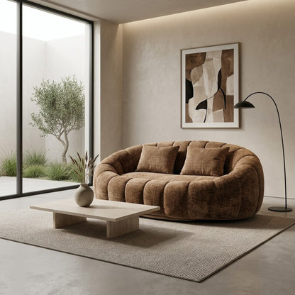Canapé Pouf de Sol 2 Places en Tissu Chenille – Design Lounge