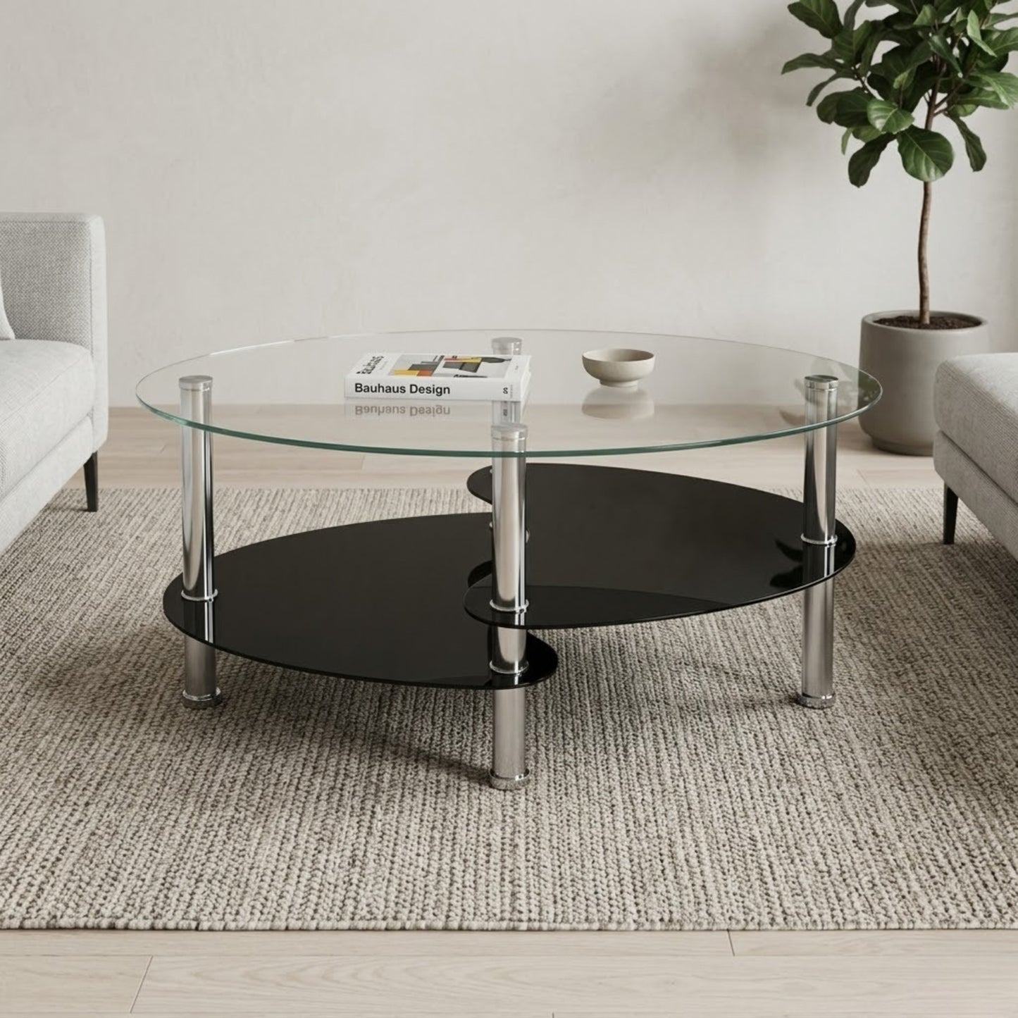 Table Basse Ovale en Verre | Table basse design en Verre