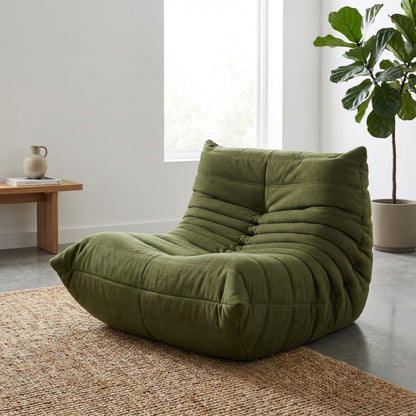 Fauteuil Lounge Velours Plissé "Olympe" | Assise Basse