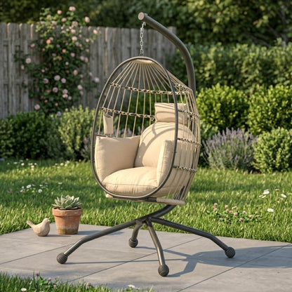 Fauteuil Oeuf suspendu confort premium | Porte-gobelet intégré