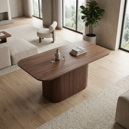 Table à Manger Design Scandinave Finition Bois - Pied Central (160 cm)