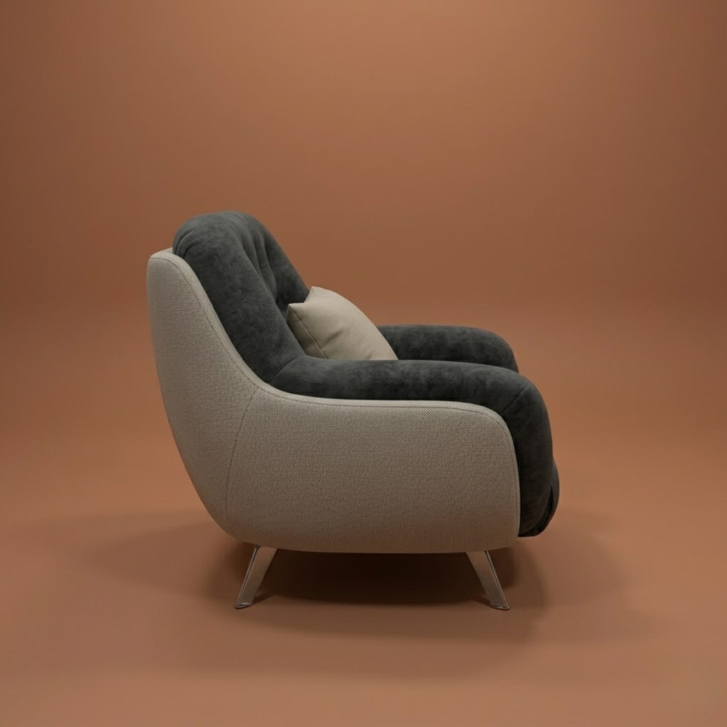 Fauteuil Club en Acier Inoxydable & Bois