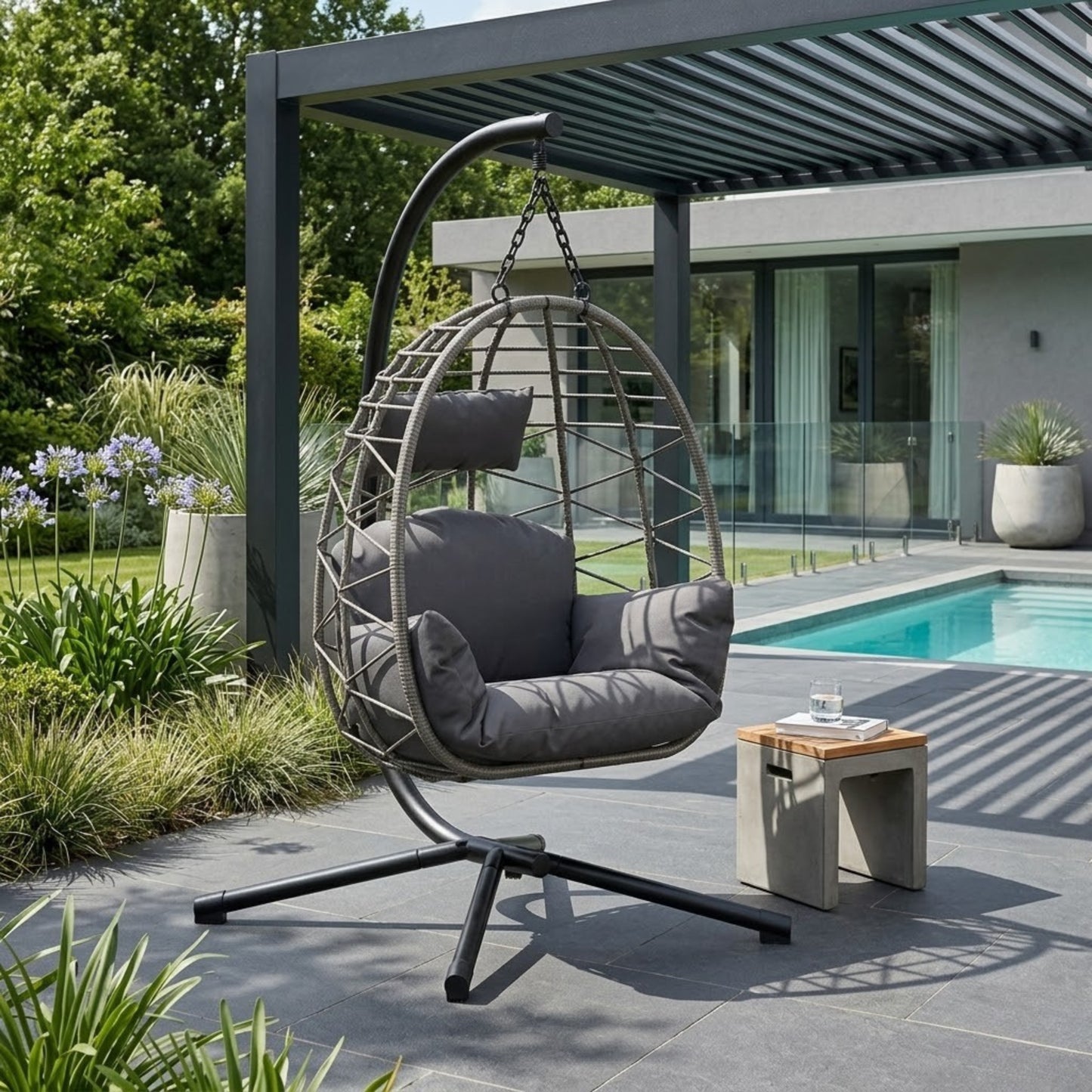 Fauteuil suspendu oeuf avec Support et Housse de Protection - Fauteuil de jardin