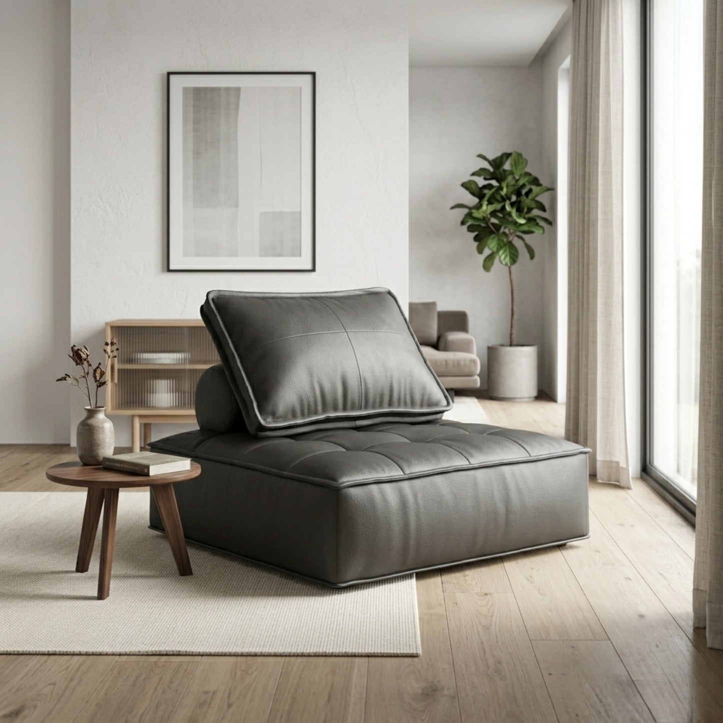 Fauteuil Paresseux Lounge en Cuir | Assise Basse
