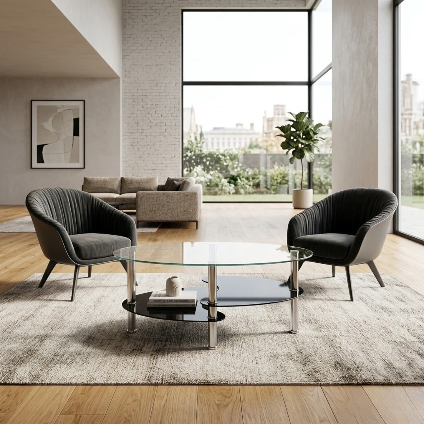 Table Basse Ovale en Verre | Table basse design en Verre