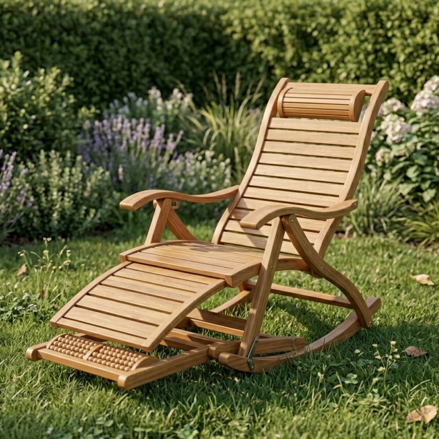 Chaise à Bascule pliante en Bambou Naturel | Chaise de jardin inclinable