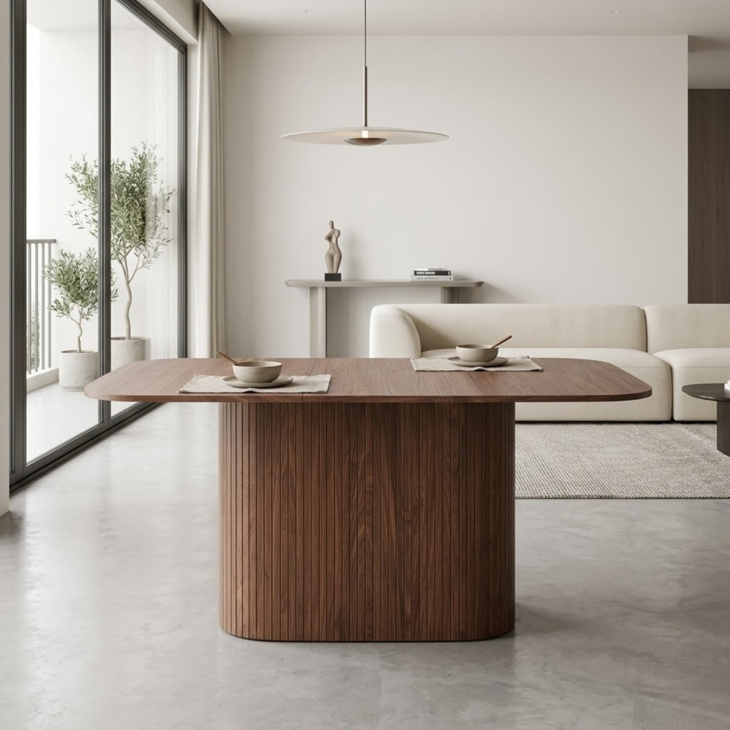 Table à Manger Design Scandinave Finition Bois - Pied Central (160 cm)