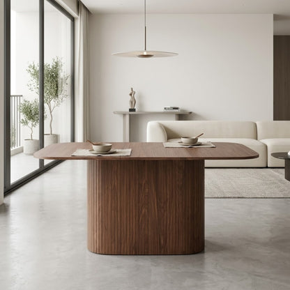 Table à Manger Design Scandinave Finition Bois - Pied Central (160 cm)
