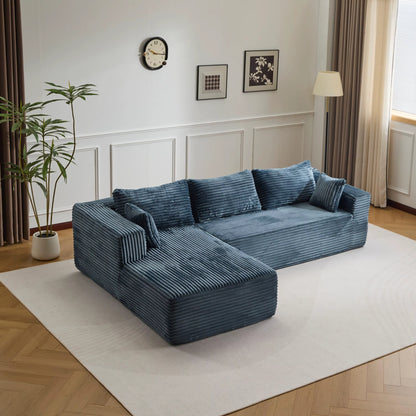 Canapé d'Angle 3 Places en Velours Bleu – Modulable et Design