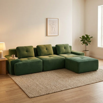 Canapé d'Angle Modulable | Canapé en Velours 3 Places