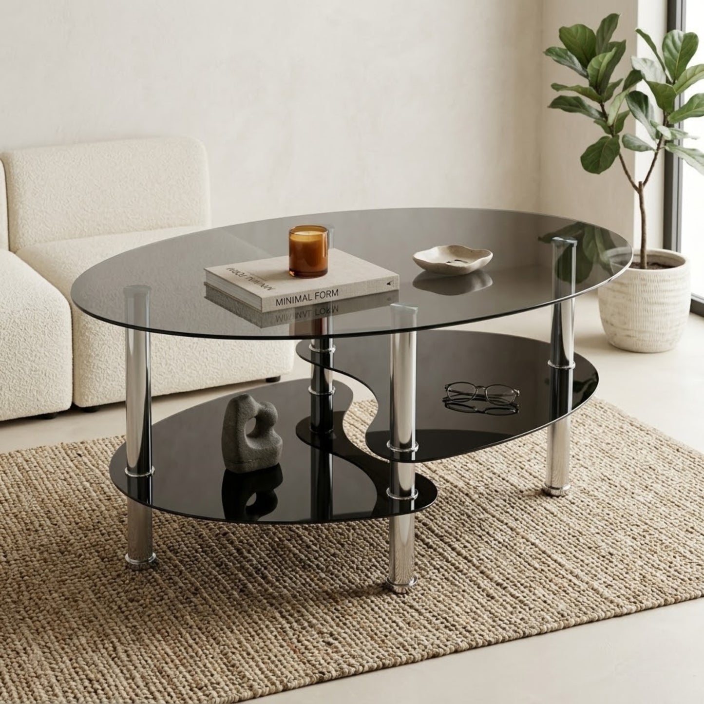 Table Basse Ovale en Verre | Table basse design en Verre