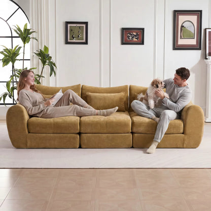 Canapé Modulable 3 Places en Tissu Chenille – Design Minimaliste & Modulable