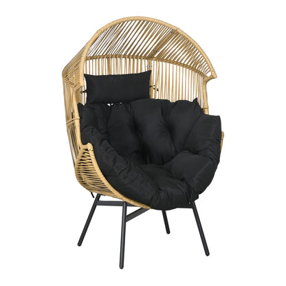 Fauteuil Oeuf de Jardin sur Pieds - Chaise Longue Design en Rotin Tressé et Acier