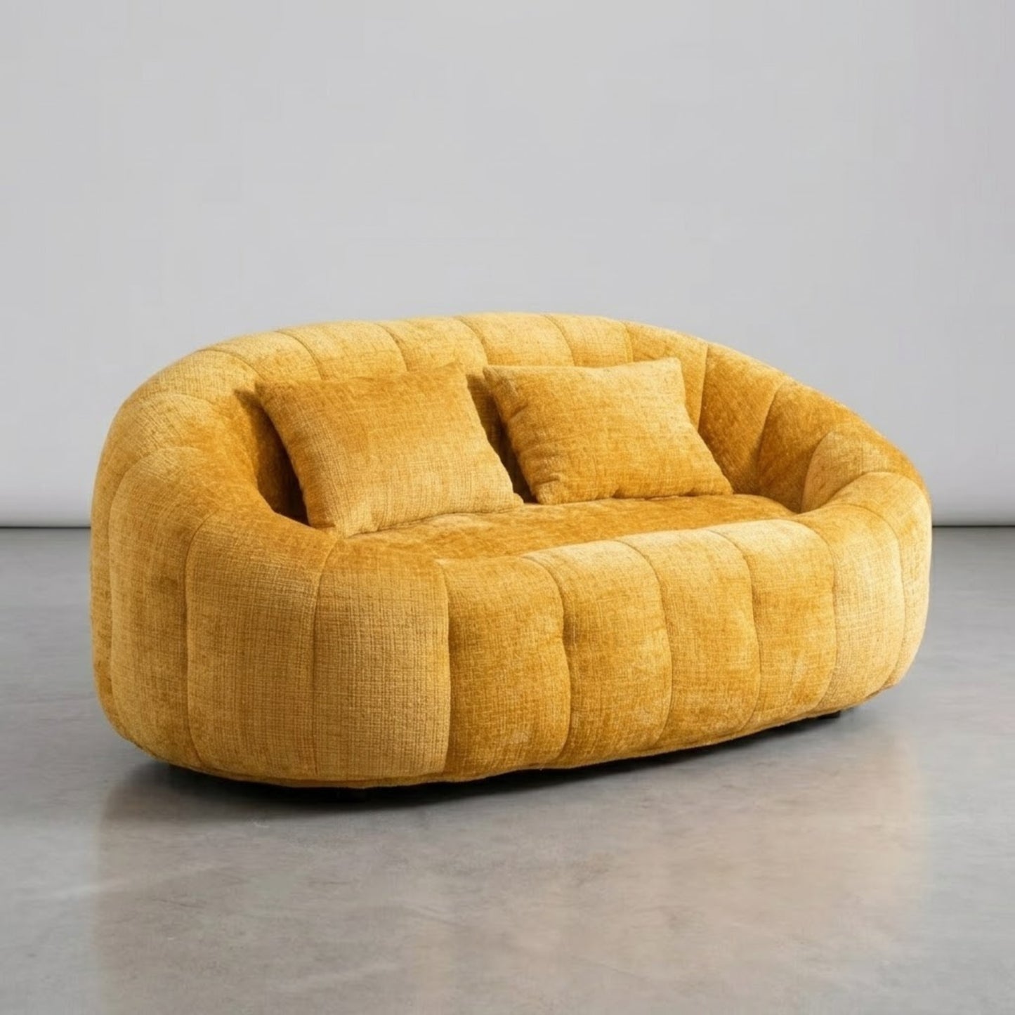 Canapé Pouf de Sol 2 Places en Tissu Chenille – Design Lounge