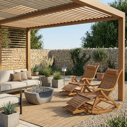 Chaise à Bascule pliante en Bambou Naturel | Chaise de jardin inclinable