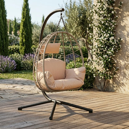 Fauteuil suspendu oeuf avec Support et Housse de Protection - Fauteuil de jardin