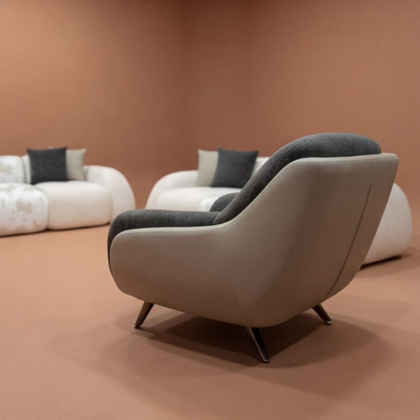 Fauteuil Club en Acier Inoxydable & Bois