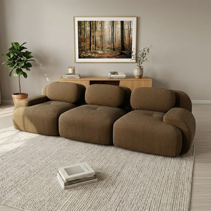 Canapé 3 Places droit en Velours Côtelé – Design Modulable et Confort