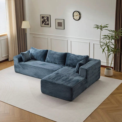Canapé d'Angle 3 Places en Velours Bleu – Modulable et Design