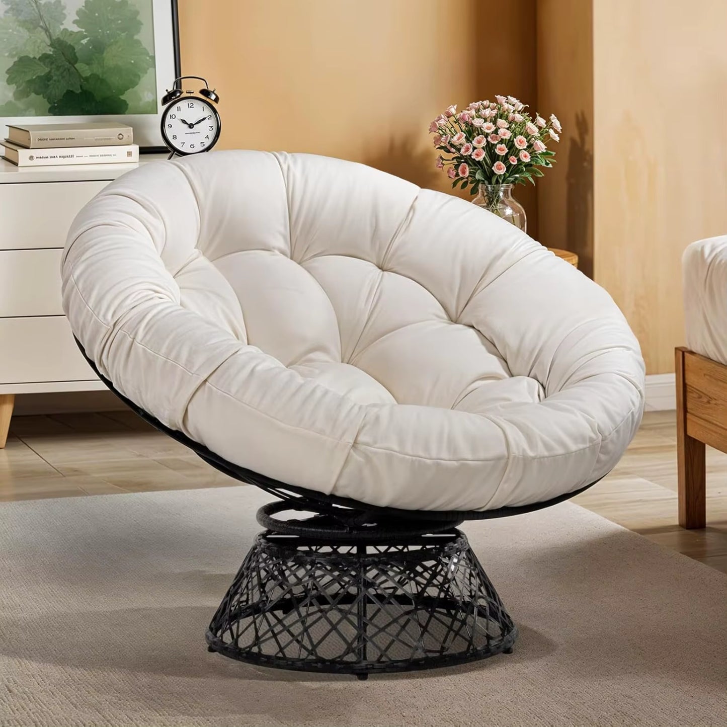 Fauteuil Papasan Pivotant 360° Premium | Rotin et Acier - Coussin Moelleux