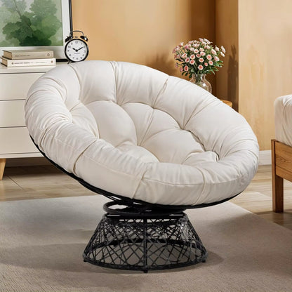 Fauteuil Papasan Pivotant 360° Premium | Rotin et Acier - Coussin Moelleux