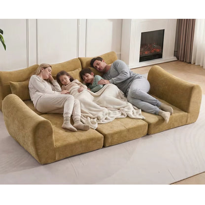 Canapé Modulable 3 Places en Tissu Chenille – Design Minimaliste & Modulable