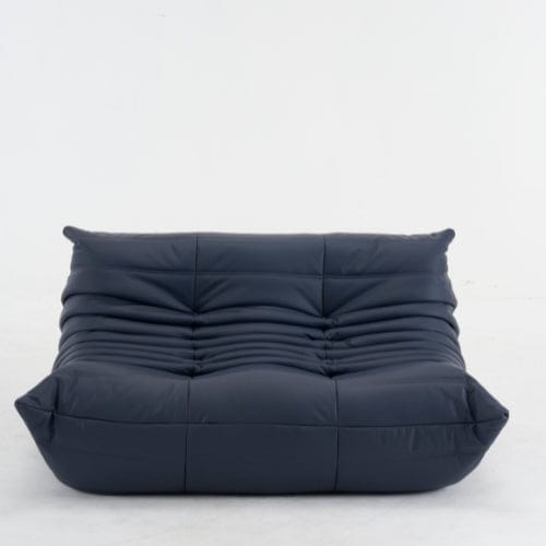 Bleu marine Canapé 2 Places "Olympe" Finition Cuir - Design Signature Maison Lysea